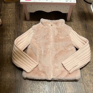 IMOGA dusty pink girls faux fur sweater jacket